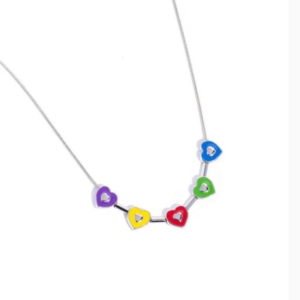 Colorful Heart Necklace Eclectic Heart Multi/Color Fashion Jewelry